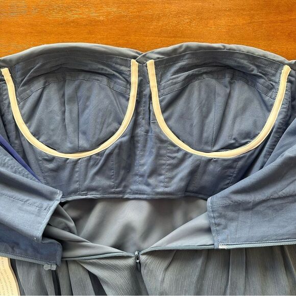 J CREW Taryn Dress Hazel Blue 100% Silk Chiffon Special Occasion Wedding Guest - Picture 9 of 9